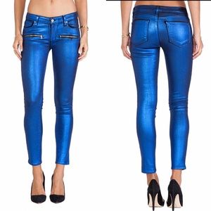 Paige Indio Zip Ultra Skinny Blue Galaxy Coating
